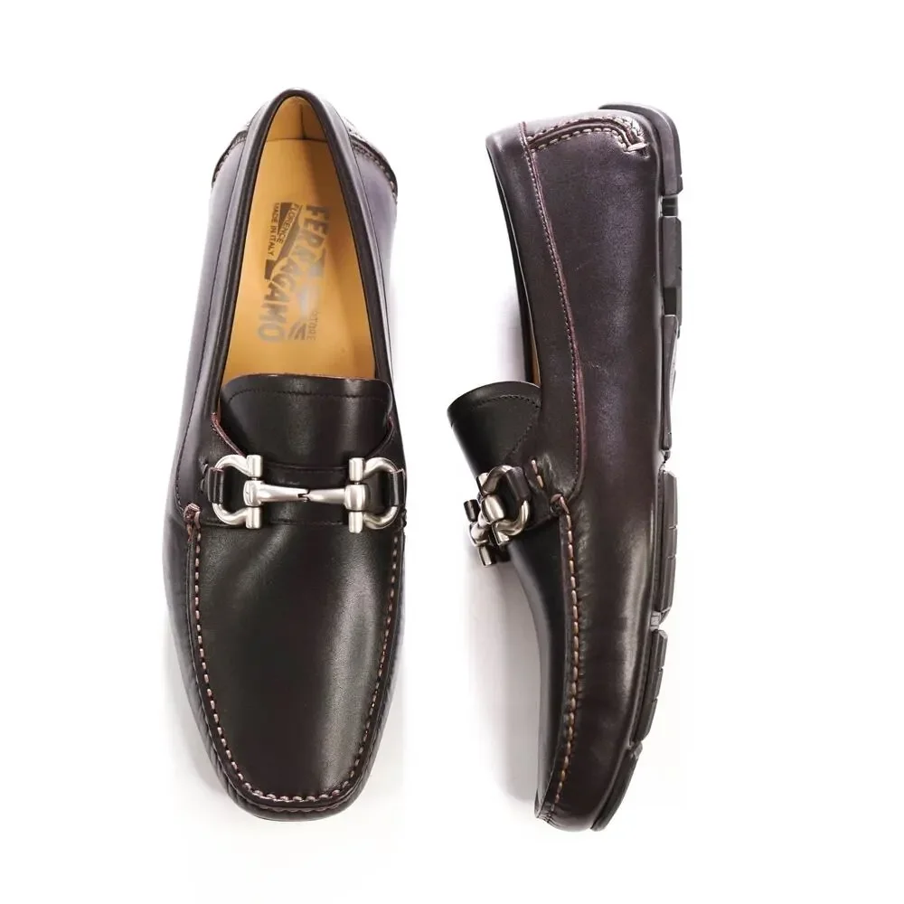 $800 FERRAGAMO - PARIGI Brown Leather Loafers - 7 EE